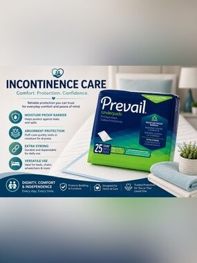 Prevail Underpads 25 Count 23” x 36” Disposable Bed Pads Moisture Proof Barrier